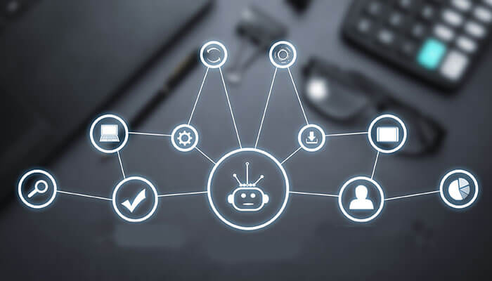 Automating repetitive tasks - Startupeditor | Startup Editor Digital network diagram illustrating AI-powered tools and technologies designed to enhance startup productivity and streamline business processes