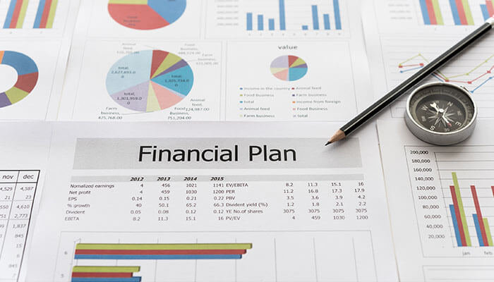Create a Realistic Financial Plan - Startupeditor | Startup Editor Financial plan document with charts, graphs, and data, symbolizing the importance of financial planning when transitioning from side hustle to business