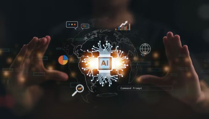 Artificial intelligence chip with global data visualization highlighting how AI supports automation in the Software Development Cycle.