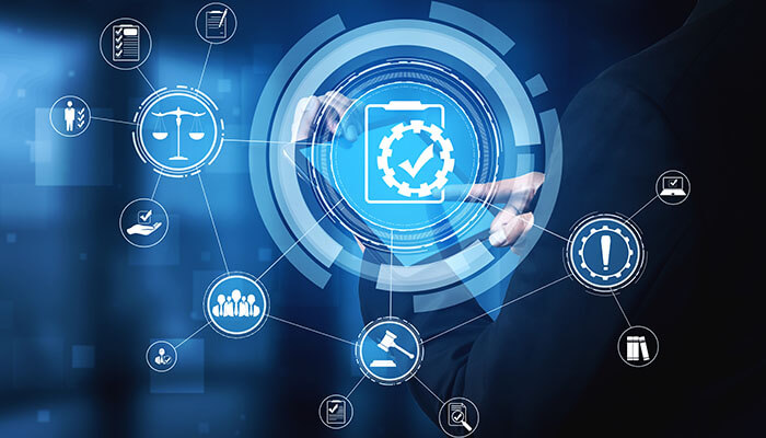 Regulatory Standards and Compliance - Startupeditor | Startup Editor Digital compliance and regulatory icons on a virtual screen, emphasizing accurate product labeling and consumer trust in brand transparency