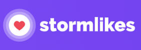 Stormlikes - Startupeditor | Startup Editor Stormlikes logo with heart icon on purple background, a service providing Instagram free likes and social media growth solutions