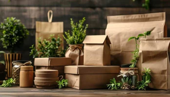 Sustainable kraft paper packaging and reusable containers showcasing green marketing and responsible Eco Choices for Brands.