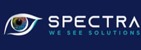 Spectra company logo with an eye graphic, representing a solutions-focused brand involved in Texas' extreme weather preparedness for offices.