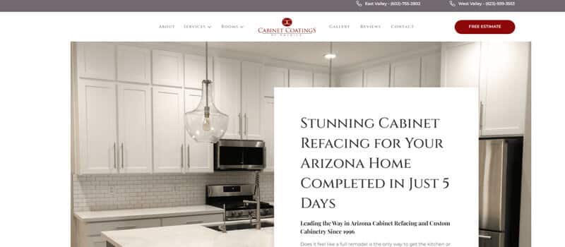 High-quality kitchen cabinet refinishing as part of Arizona home and office remodeling, designed for durability and resilience in the Arizona climate