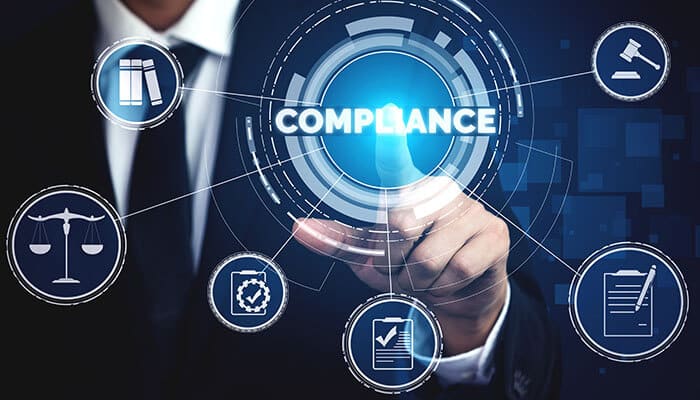 Compliance technology icons highlighting the importance of compliance in credit scoring software for lending businesses