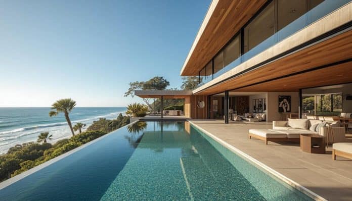 Luxury Byron Bay oceanfront villa with infinity pool and panoramic sea views