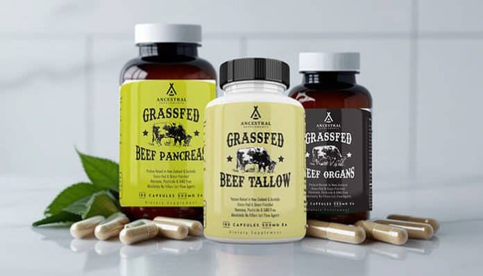 Ancestral Supplementation featuring grass-fed beef organ supplements made from freeze-dried whole foods