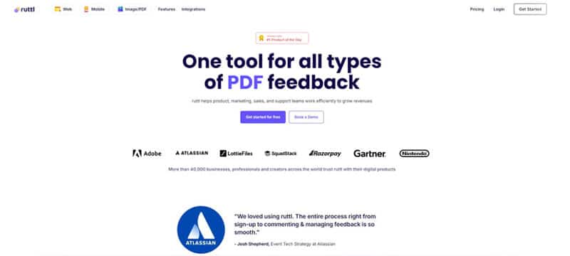 Ruttl tool for PDF feedback management, allowing seamless feedback collection on digital documents