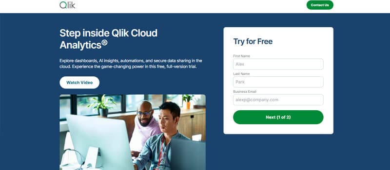 Qlik Cloud Analytics interface, demonstrating how business intelligence tools empower businesses with AI-driven analytics and secure data sharing.