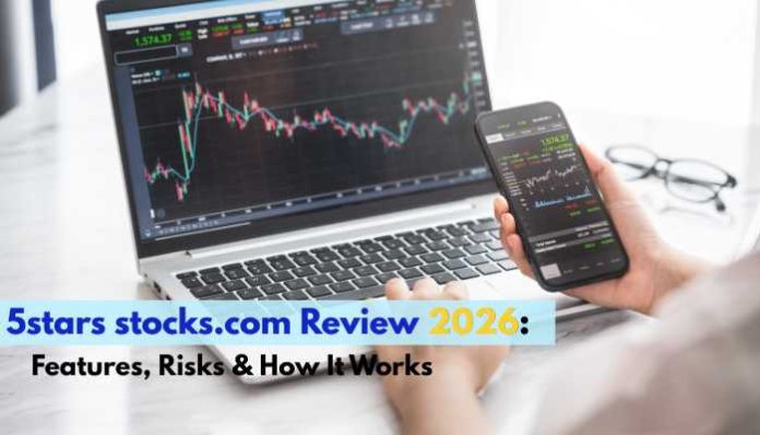 5stars stocks.com review 2026 showing stock chart analysis on laptop and mobile screen