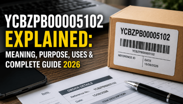YCBZPB00005102 explained guide showing a package label, barcode, and reference code for digital tracking and identification.