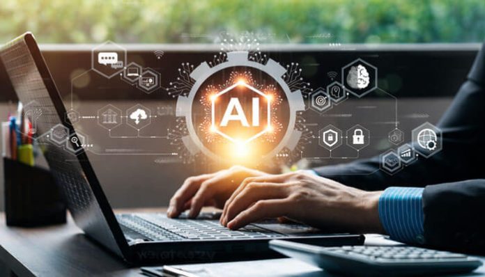 Droven io Best AI Jobs in USA concept showing AI professionals working on advanced computer systems and machine learning tools in a modern tech environment