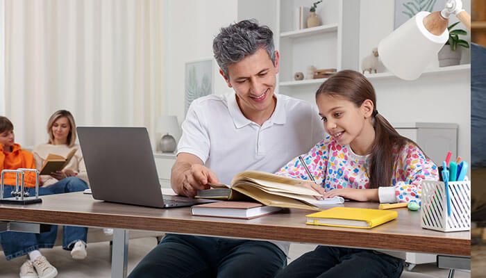 FamParentLife Entrepreneurial Parent Infoguide From FamousParenting - Startupeditor | Startup Editor Parent helping child study at desk with laptop, illustrating FamParentLife Entrepreneurial Parent Infoguide From FamousParenting and educational parenting approach