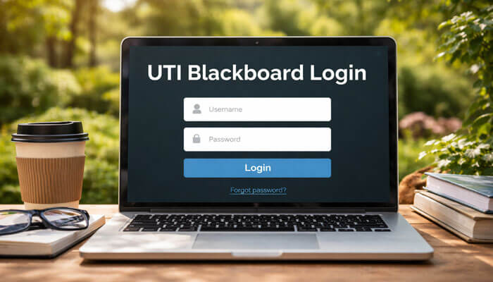 How to Log In to UTI Blackboard - Startupeditor | Startup Editor UTI Blackboard Login page on laptop showing username and password fields