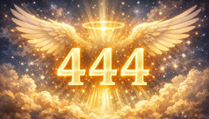 Why Do You Keep Seeing 444 Everywhere - Startupeditor | Startup Editor 444 angel number glowing with angel wings and a halo, representing stability, protection, and divine support