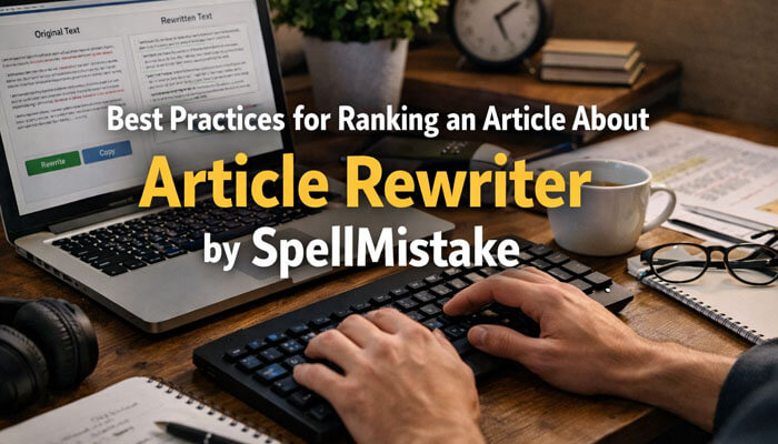 Best Practices for Ranking an Article About Article Rewriter by SpellMistake - Startupeditor | Startup Editor Best practices for ranking an article about Article Rewriter by SpellMistake displayed on a laptop workspace image