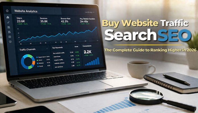 Buy Website Traffic SearchSEO: A comprehensive guide to ranking higher in 2026 using real behavioral signals from residential IP addresses, offering improved CTR, bounce rate, and conversions for better SEO performance.