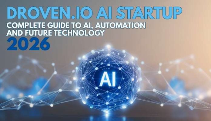 Droven.io AI startup concept image showing artificial intelligence network, automation technology, and future digital innovation in 2026