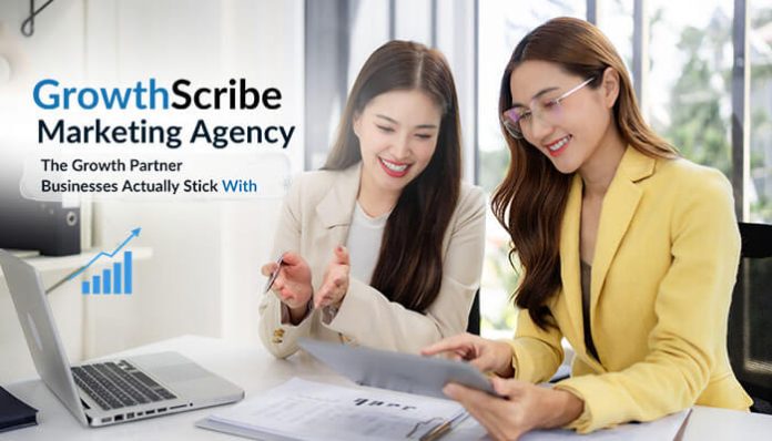 GrowthScribe Marketing Agency The trusted partner for scalable business growth, offering tailored digital marketing strategies and impactful results. Specialized in B2B, Tech, and Wellness sectors.