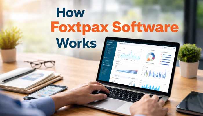 How Foxtpax Software Works | Startup Editor Information about Foxtpax software displayed on a laptop dashboard during workflow analysis