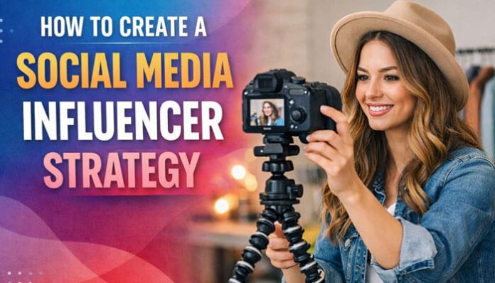 Woman filming content for a guide on how to create a social media influencer strategy
