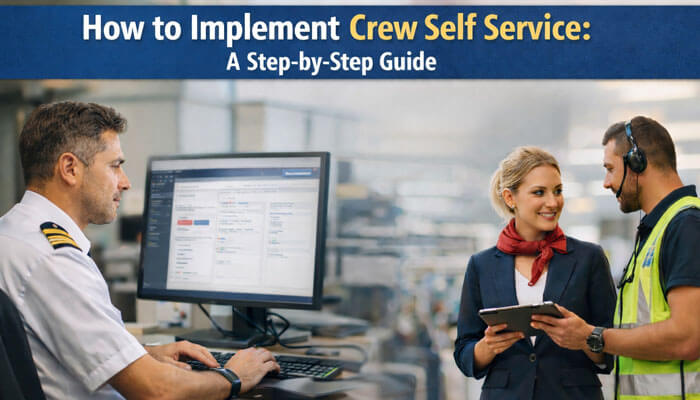 How to Implement Crew Self Service A Step-by-Step Guide - Startup Editor | Startup Editor A pilot using a desktop computer while reviewing Crew Self Service software, with a crew member in a business suit interacting with a worker in the field via a tablet. This image highlights the versatility of Crew Self Service across industries, showcasing how it can be implemented for improved efficiency and real-time management of crew operations. The step-by-step guide emphasizes how organizations can streamline processes like scheduling, communication, and logistics for crew members in aviation, shipping, and more.