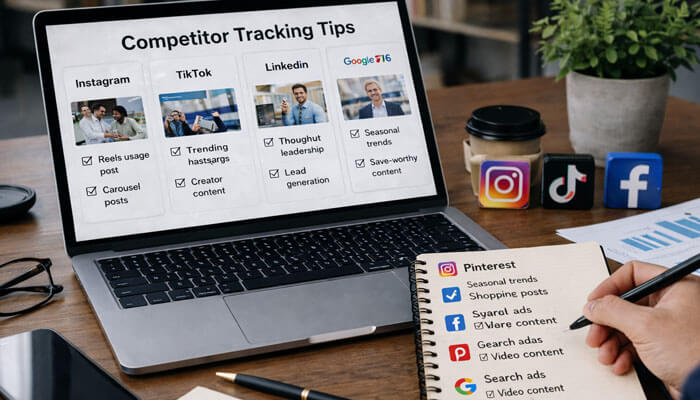 Platform by Platform Competitor Tracking Tips - Startupeditor | Startup Editor How to Track Competitors on Social Media across platforms like Instagram TikTok LinkedIn and Pinterest