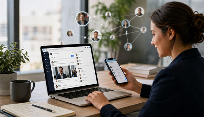 Social Media Networking for Introverts - Startupeditor | Startup Editor How to Use Social Media for Networking on laptop and mobile building global professional network