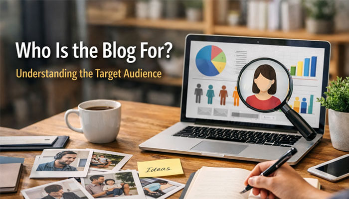 Who Is the Blog For? Understanding the Target Audience - Startup Editor | Startup Editor Blog Severedbytes.net: Understanding the target audience with data analysis and audience segmentation on a laptop.