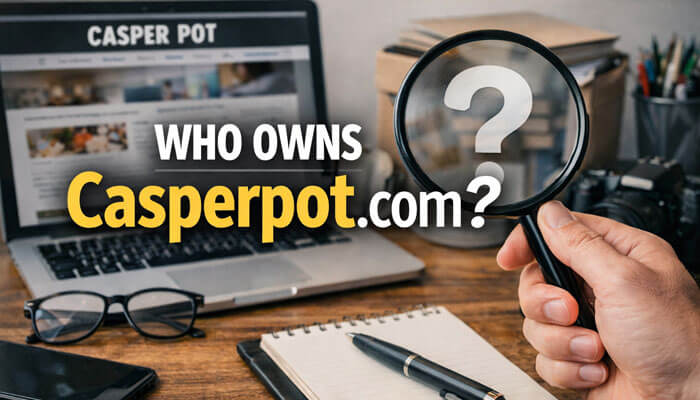 Who Owns Casperpot com - Startup Editor | Startup Editor Exploring the ownership of Casperpot.com A magnifying glass highlights the question 'Who owns Casperpot.com? This image represents an in-depth investigation into the website's ownership, providing insights into its transparency and trustworthiness. Discover the behind the-scenes details of Casperpot.com.