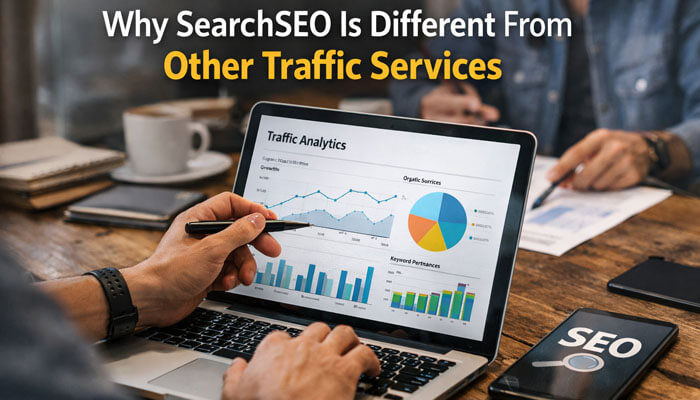 Why SearchSEO Is Different From Other Traffic Services - Startup Editor | Startup Editor Buy Website Traffic SearchSEO: Learn how SearchSEO differs from other traffic services by using real residential IPs, ensuring authentic traffic signals to boost your website's SEO performance and improve rankings in 2026.