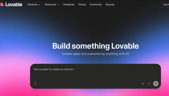 Why the answer stays complex once production begins - Startupeditor | Startup Editor Hero banner for Lovable: gradient blue-to-pink background with the headline 'Build something Lovable' and AI chat prompt overlaying a dark rounded panel.