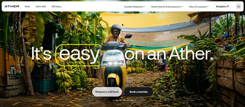 Ather Energy - Startupeditor | Startup Editor Ather Energy electric scooter brand listed among the best eco-friendly startups to support for EV two-wheelers.