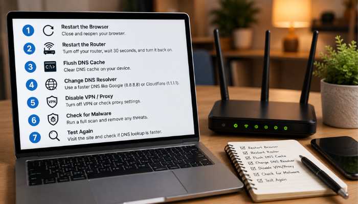 How to Fix Slow DNS Lookup Step by Step | Startup Editor How to Fix Slow DNS Lookup step-by-step guide showing DNS cache flushing, DNS resolver changes, router troubleshooting, and network diagnostics.