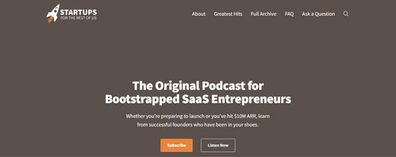 Startups For the Rest of Us - Startupeditor | Startup Editor Best Podcasts for Startup Founders screenshot showing Startups For the Rest of Us podcast homepage