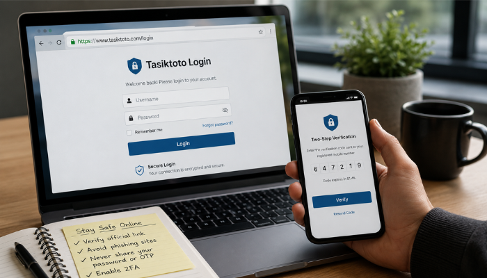 How to Approach Tasiktoto Login Safely | Startup Editor Tasiktoto Login page with two-step verification for safer account protection