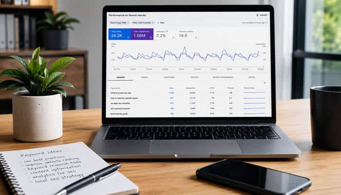 How to Find Valuable Keywords in Search Console - Startupeditor | Startup Editor Search analytics dashboard offering keyword insights for Google Analytics Acquisition Keyword Not Provided.