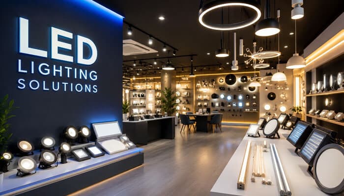 LED Lighting Companies - Startupeditor | Startup Editor SEO for LED Lighting Company image featuring a modern LED lighting showroom with illuminated product displays.