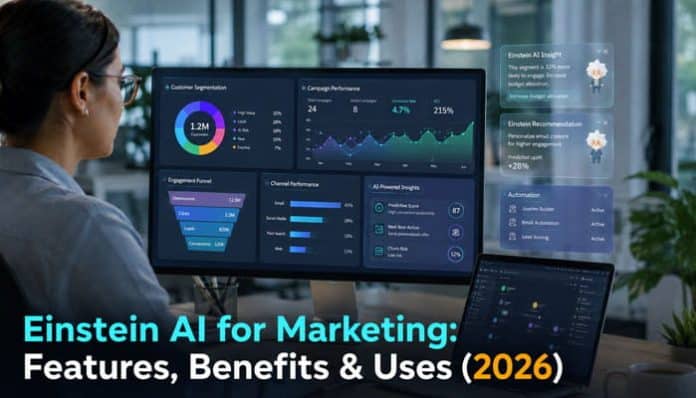 Einstein AI for Marketing dashboard displaying campaign analytics, automation insights, and customer engagement data.