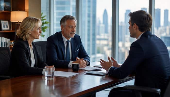 How Founders Can Approach Family Offices - Startupeditor | Startup Editor Family offices investing in startups listening to a founder’s business pitch in a modern office.