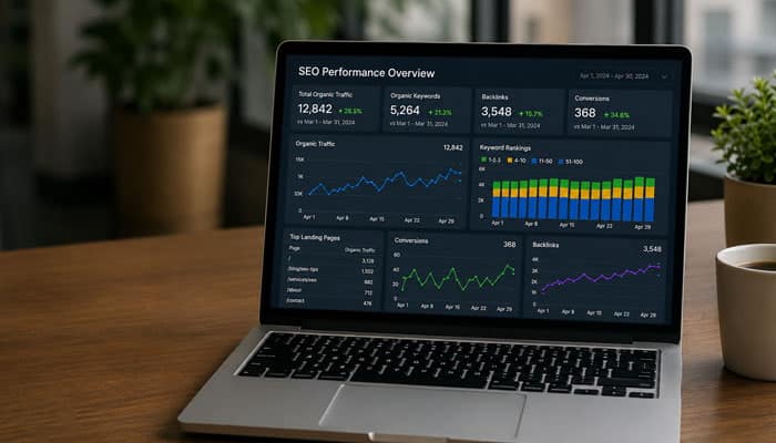 How to Measure Whether SEO Is Working - Startupeditor | Startup Editor SEO performance dashboard used to evaluate Habazar SEO Services Clayton-le-Moors through traffic, rankings, backlinks and conversions.