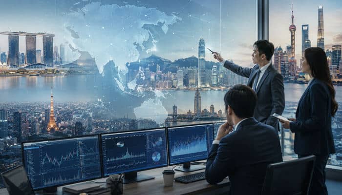 Region-by-Region Business Trend FTAsiaFinance Analysis - Startupeditor | Startup Editor Business Trend FTAsiaFinance region-by-region analysis with Asia map, financial dashboards, and business team.