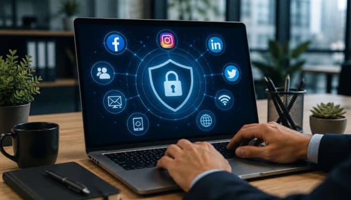 Social Media Safety for businesses using cybersecurity tools to protect company accounts and customer data