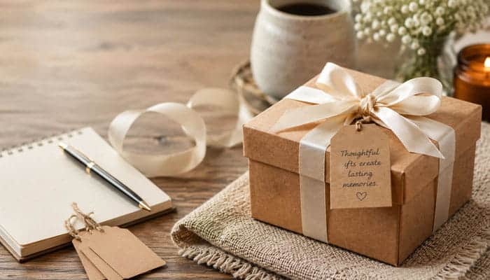 The 5R Method for Choosing the Right Gift - Satrtupeditor | Startup Editor Wrapped gift box with a personal note for the WhatUTalkingBoutWillis Gift Guide.