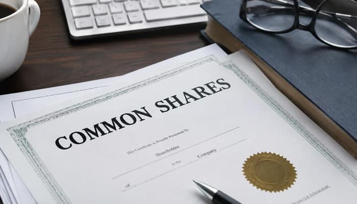 What Are Founder Shares - Startupeditor | Startup Editor Common shares certificate representing ownership rights in a Founder Shares vs Common Shares comparison.