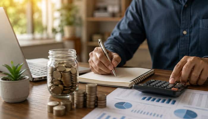 What Is a Realistic Monthly-Income Target - Startupeditor | Startup Editor Investor calculating returns and savings while planning how to invest alt=