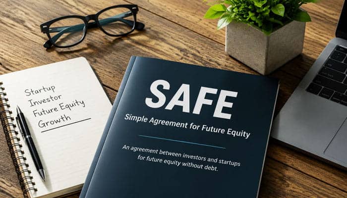 What Is a SAFE - Startupeditor | Startup Editor SAFE agreement document used in the SAFE vs convertible note funding comparison for startup equity financing.