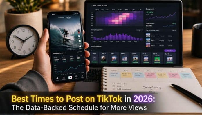 Best Times to Post on TikTok in 2026 with analytics dashboard and posting schedule