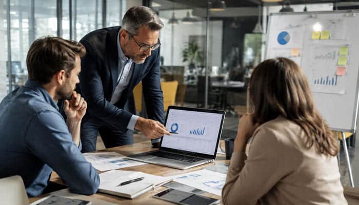 Business Consultants Can Identify Blind Spots - Startupeditor | Startup Editor Why business consulting is important RoarBiznes consultant analyzing business growth charts with executive team