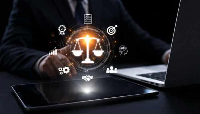 15 Proven Best SEO for Law Firms Strategies - Startup Editor | Startup Editor Best SEO for Law Firms concept showing a lawyer using digital technology with legal, AI, analytics, authority, and growth symbols.